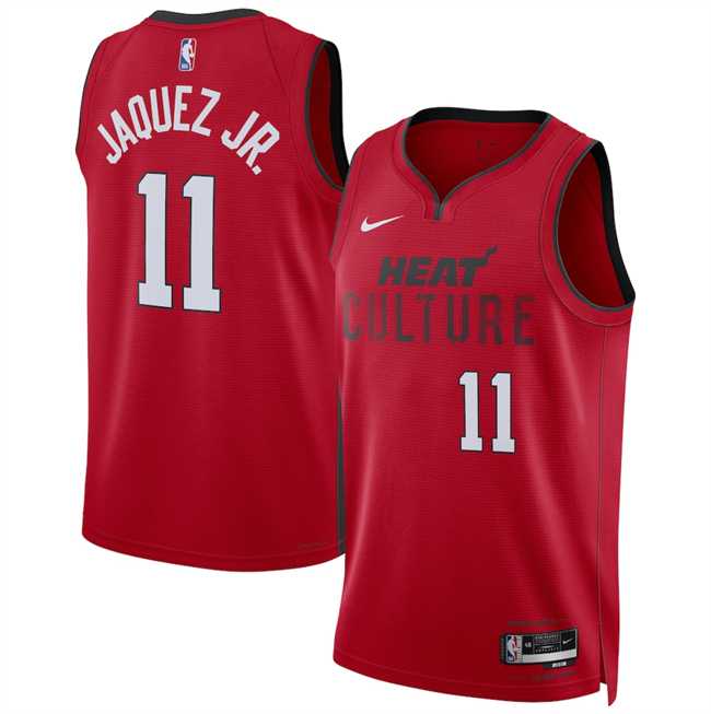 Mens Miami Heat #11 Jaime Jaquez Jr. Red 2024-25 City Edition Stitched Jersey Dzhi